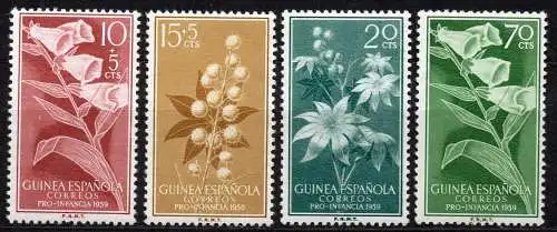 Spanische Besitzungen im Golf von Guinea, Mi-Nr. 356 - 359 *, kompl., Wohlfahrt: Blüten