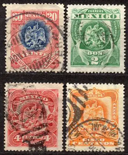 Mexiko, Mi-Nr. 232, 236, 237 + 239 gest., Wappen