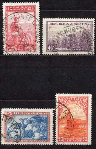 Argentinien, Mi-Nr. 422, 424, 425 + 428 gest., Landesprodukte