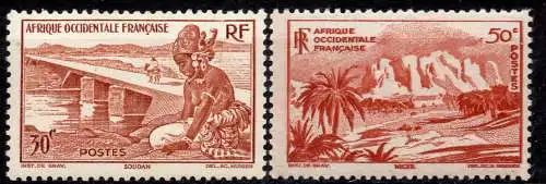 Französisch-Westafrika, Mi-Nr. 35 + 37 **, Einheimische Bilder