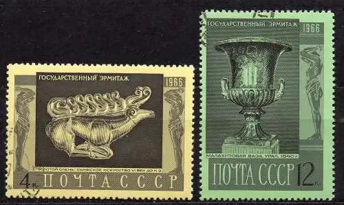 Sowjetunion, Mi-Nr. 3313 + 3316 gest., Kunstschätze der Eremitage in Leningrad
