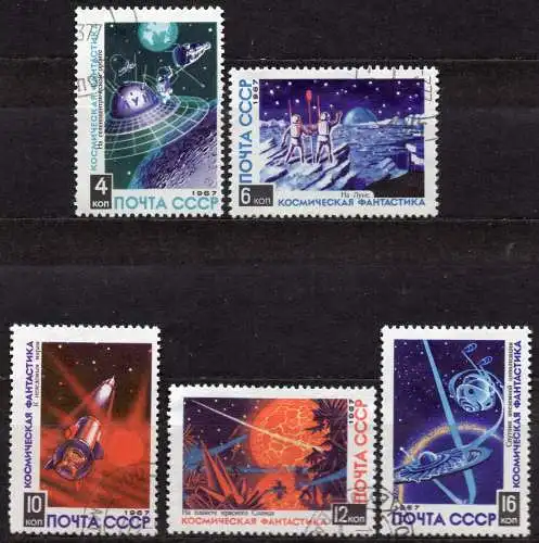 Sowjetunion, Mi-Nr. 3403 - 3407 gest., kompl., Kosmische Phantastik