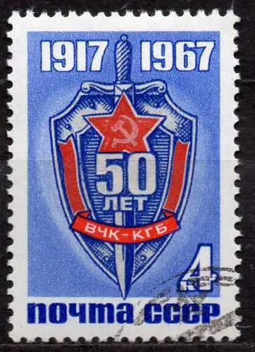 Sowjetunion, Mi-Nr. 3429 gest., 50. Jahrestag des Staatssicherheitsdienstes