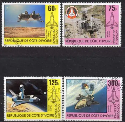 Elfenbeinküste, Mi-Nr. 680 - 683 gest., kompl., Raumfahrt