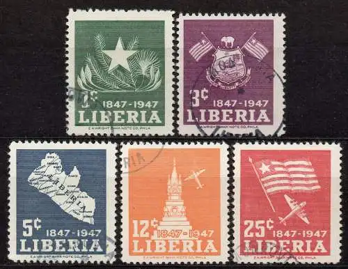 Liberia, Mi-Nr. 396 u. a. gest., 100 Jahre Unabhängigkeit