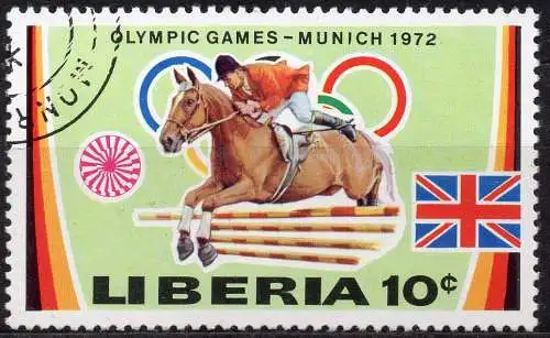 Liberia, Mi-Nr. 828 gest., Olympische Sommerspiele München 1972: Springreiten