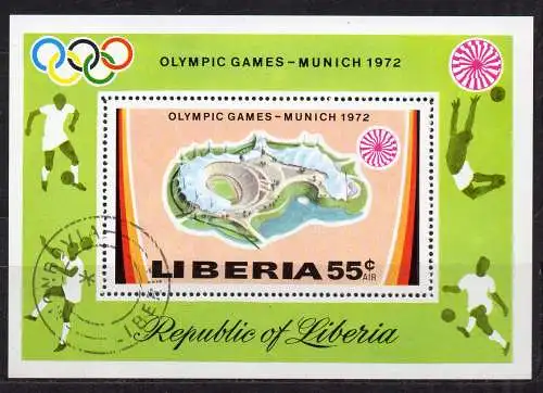 Liberia, Block Mi-Nr. 60 gest., Olympische Sommerspiele München 1972: Olympiagelände