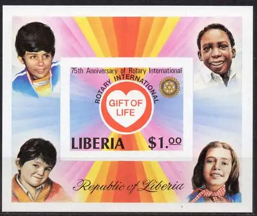 Liberia, Block Mi-Nr. 94 B **, 75 Jahre Rotary International