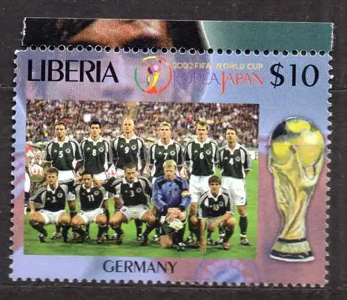 Liberia, Mi-Nr. 4553 **, Fußball-WM 2002 Japan + Südkorea: Deutsche Nationalmannschaft