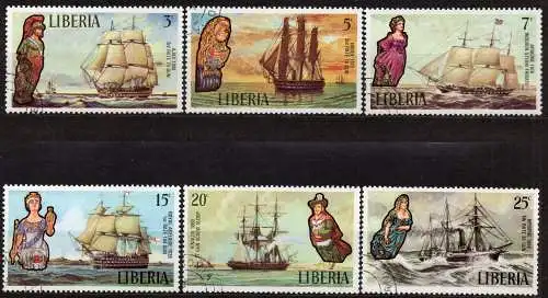 Liberia, Mi-Nr. 845 - 850 gest., kompl., Segelschiffe