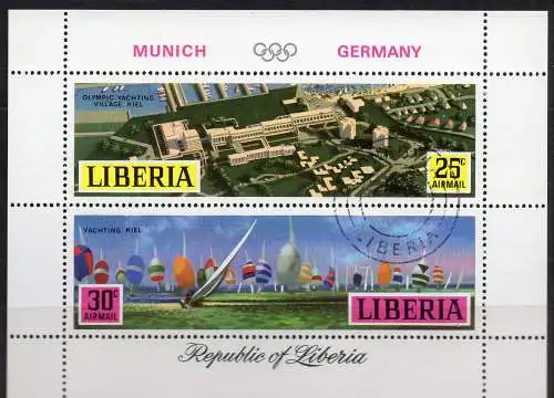 Liberia, Block Mi-Nr. 55 gest., Olympische Sommerspiele 1972 München + Kiel