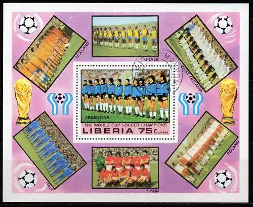 Liberia, Block Mi-Nr. 92 A gest., Fußball-WM 1978 Argentinien