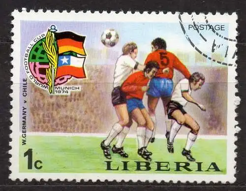 Liberia, Mi-Nr. 921 gest., Fußball-Weltmeisterschaft Deutschland 1974