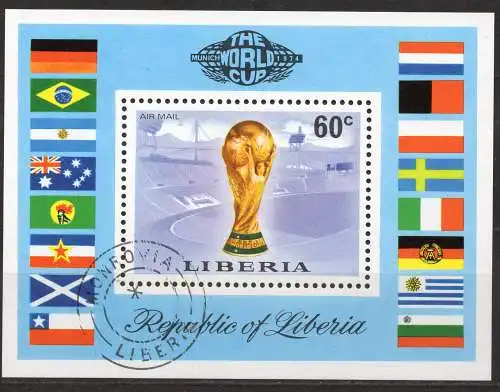 Liberia, Block Mi-Nr. 72 A gest., Fußball-WM 1974 Deutschland