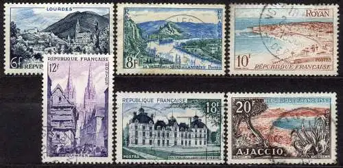 Frankreich, Mi-Nr. 1004 - 1009 gest., kompl., Landschaften