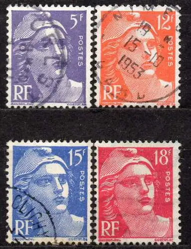 Frankreich, Mi-Nr. 901, 903, 904 + 905 gest., Marianne