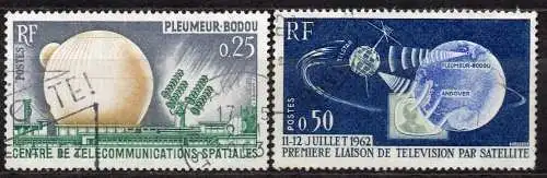 Frankreich, Mi-Nr. 1413 - 1414 gest., kompl., 1. Fernseh-Direktübertragung Amerika - Europa durch "Telstar"