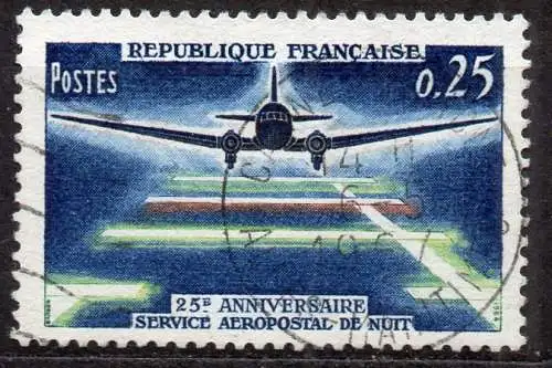 Frankreich, Mi-Nr. 1471 gest., 25 Jahre Nachtflugpost