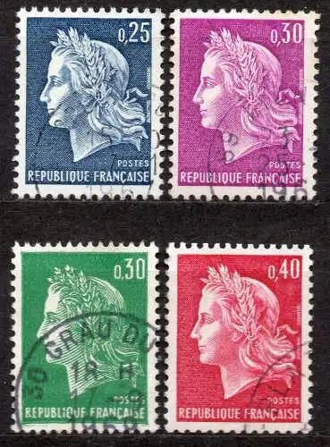 Frankreich, Mi-Nr. 1602, 1603, 1649 + 1650 gest., Marianne