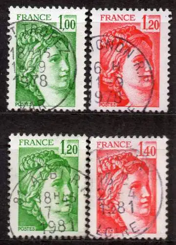 Frankreich, Mi-Nr. 2105, 2106, 2215 + 2216 gest., Sabinerin