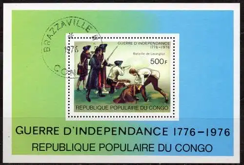 Kongo (Brazzaville), Block Mi-Nr. 10 gest., 200 Jahre Unabhängigkeit der USA - Unabhängigkeitskrieg