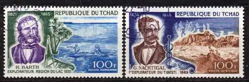 Tschad, Mi-Nr. 220 - 221 gest., kompl., Deutsche Afrikaforscher