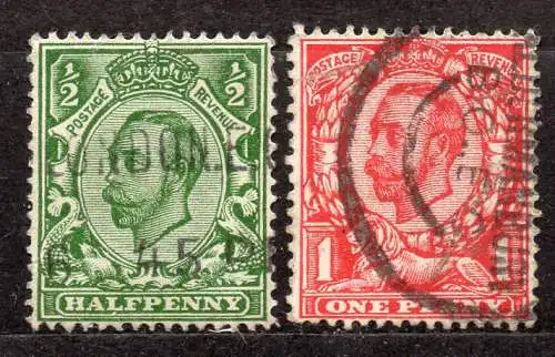 Großbritannien, Mi-Nr. 121 II + 122 II gest., König Georg V.