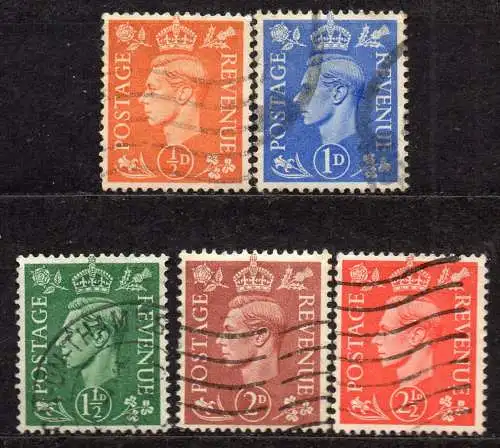 Großbritannien, Mi-Nr. 246 - 250 gest., kompl., König George VI.