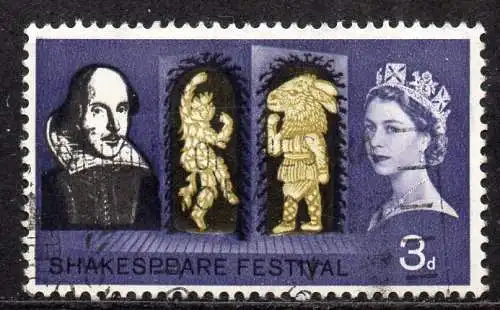 Großbritannien, Mi-Nr. 366 gest., 400. Geburtstag von William Shakespeare