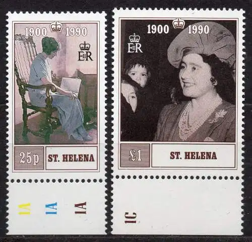 St. Helena, Mi-Nr. 534 - 535 **, kompl., 90. Geburtstag von Königinmutter Elisabeth