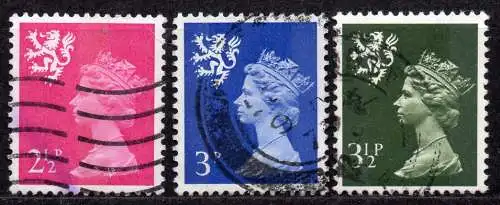 Großbritannien - Schottland, Mi-Nr. 14, 15 + 16 gest., Königin Elisabeth II.