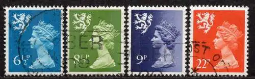 Großbritannien - Schottland, Mi-Nr. 22, 23, 27 + 58 gest., Königin Elisabeth II.