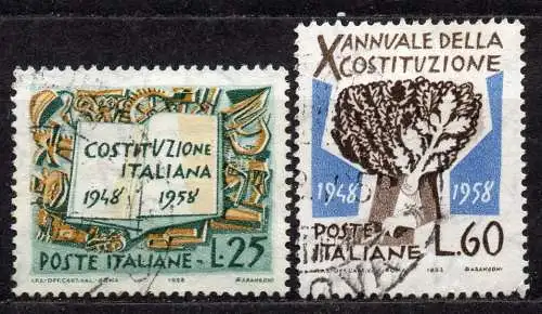 Italien, Mi-Nr. 1007 + 1008 gest., 10 Jahre Verfassung