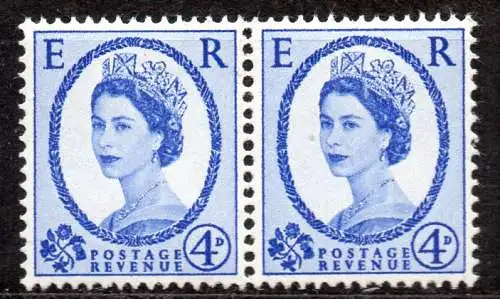 Großbritannien, Mi-Nr. 324 **, waagerechtes Paar, Königin Elizabeth II.