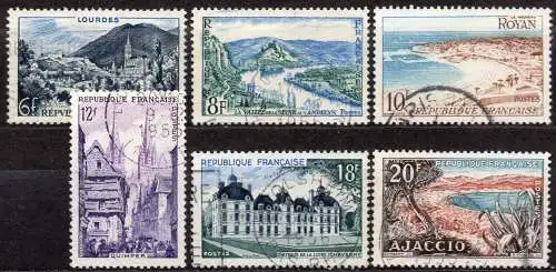 Frankreich, Mi-Nr. 1004 - 1009 gest., kompl., Landschaften