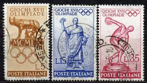 Italien, Mi-Nr. 1064, 1066 + 1068 gest., Olympische Sommerspiele Rom 1960