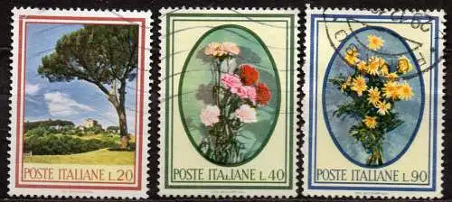 Italien, Mi-Nr. 1206, 1207 + 1208 gest., Flora