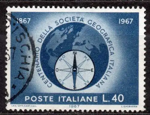 Italien, Mi-Nr. 1220 gest., 100 Jahre Geographische Gesellschaft