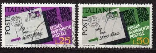 Italien, Mi-Nr. 1251 - 1252 gest., kompl., Einführung der Postleitzahlen