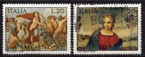 Italien, Mi-Nr. 1305 - 1306 gest., kompl., 450. Todestag von Raffael