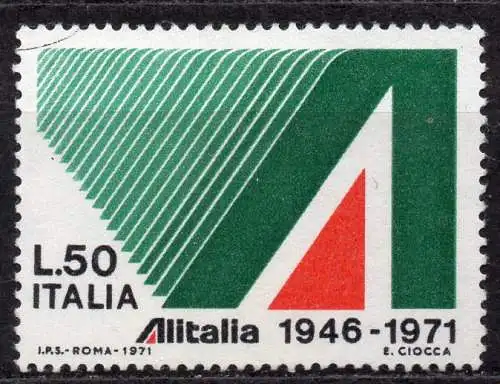 Italien, Mi-Nr. 1343 gest., 25 Jahre Fluggesellschaft Alitalia