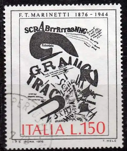 Italien, Mi-Nr. 1536 gest., Italienische Kunst: 100. Geburtstag von E. F. T. Marinetti