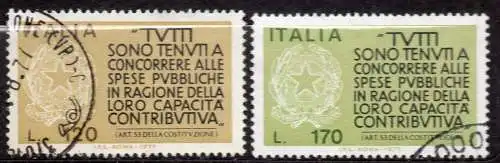 Italien, Mi-Nr. 1565 - 1566 gest., kompl., Kampagne für Steuerehrlichkeit