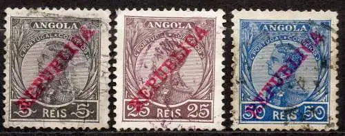 Angola, Mi-Nr. 104, 107 + 108 gest., König Manuell II.