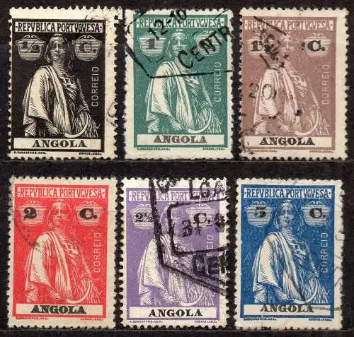 Angola, Mi-Nr. 143 A, 144 A, 145 A, 146 A, 147 A + 148 A gest., Ceres