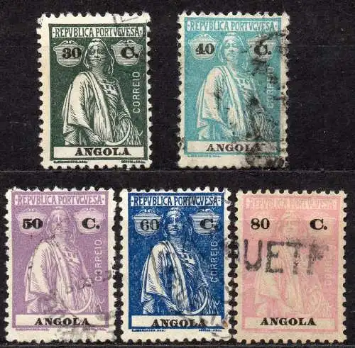 Angola, Mi-Nr. 215 C, 216 C, 217 C, 218 C + 220 C gest., Ceres