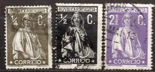 Portugal, Mi-Nr. 204 A, 205 A + 209 A gest., Ceres