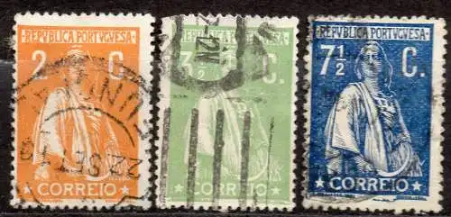 Portugal, Mi-Nr. 221 A, 224 A + 228 A gest., Ceres