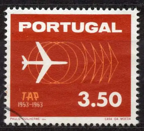 Portugal, Mi-Nr. 953 gest., 10 Jahre Fluggesellschaft TAP