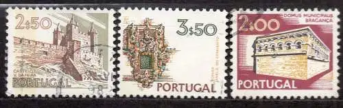 Portugal, Mi-Nr. 1213 y I, 1214 y I + 1242 y III gest., Landschaften und Baudenkmäler